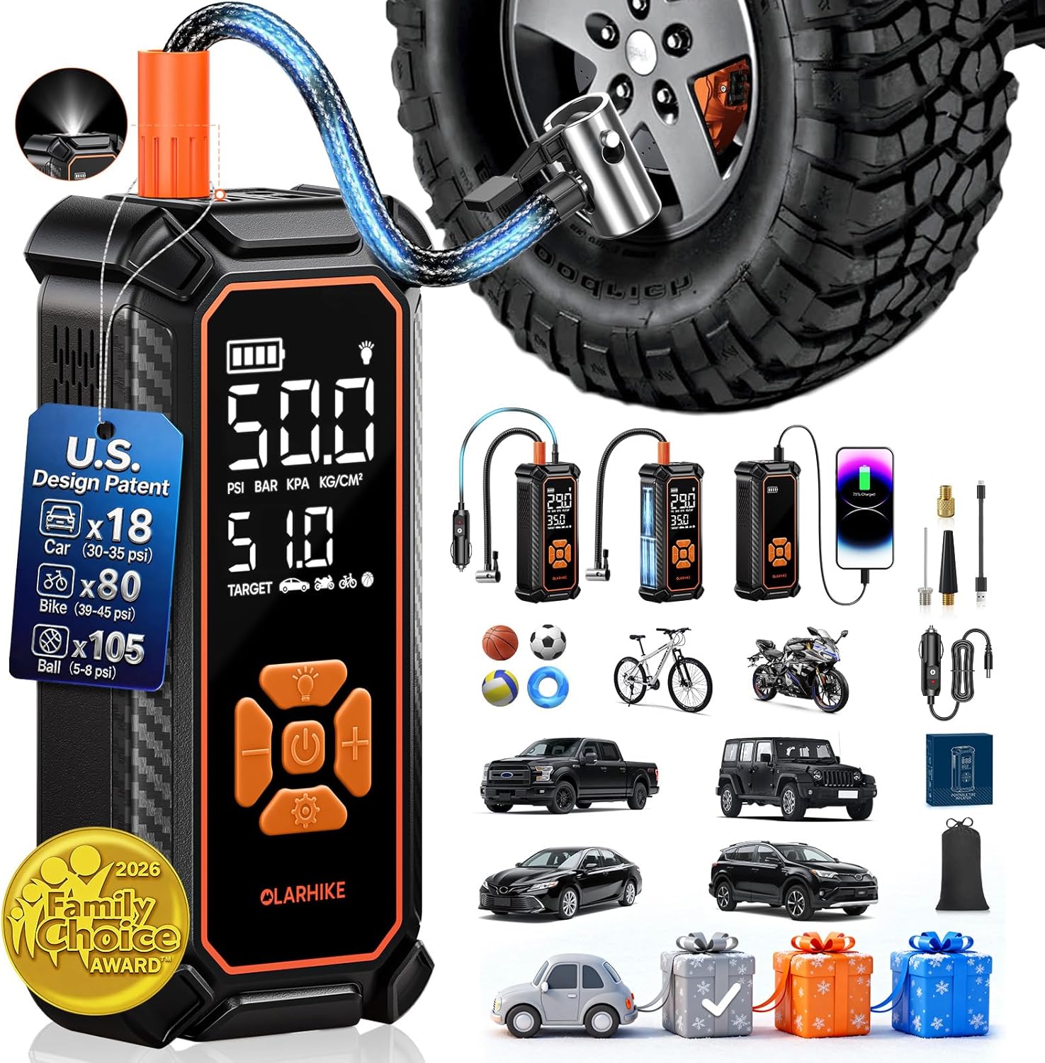 OlarHike Tire Inflator Portable Air Compressor 150PSI