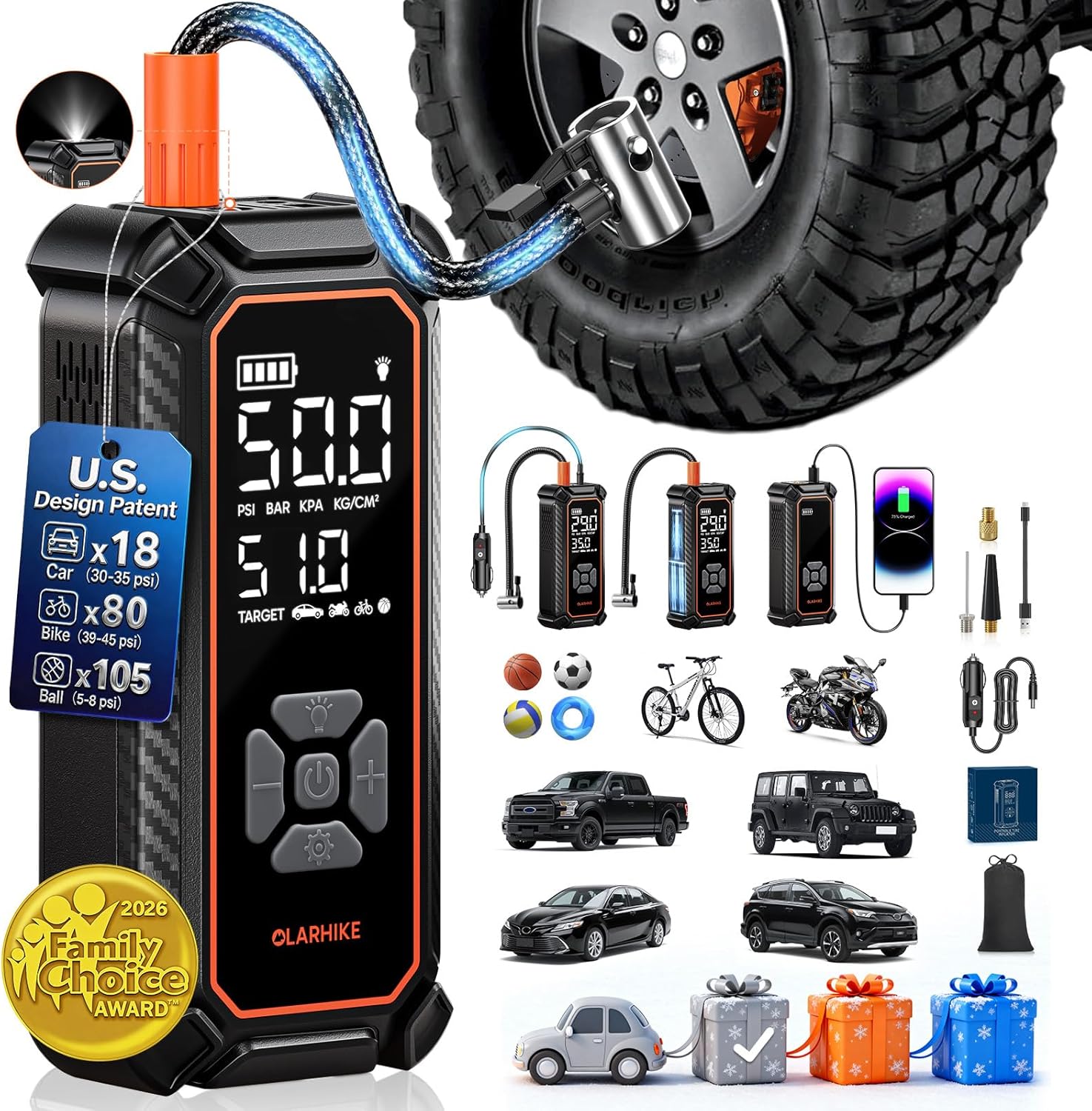OlarHike Tire Inflator Portable Air Compressor 150PSI